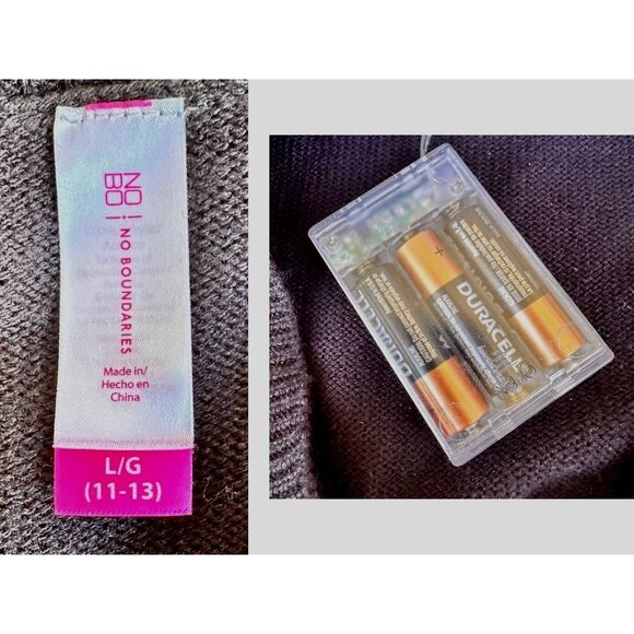 VTG No Boundaries Ugly Christmas Sweater Juniors Large Upcycled Batterie… - Picture 14 of 14